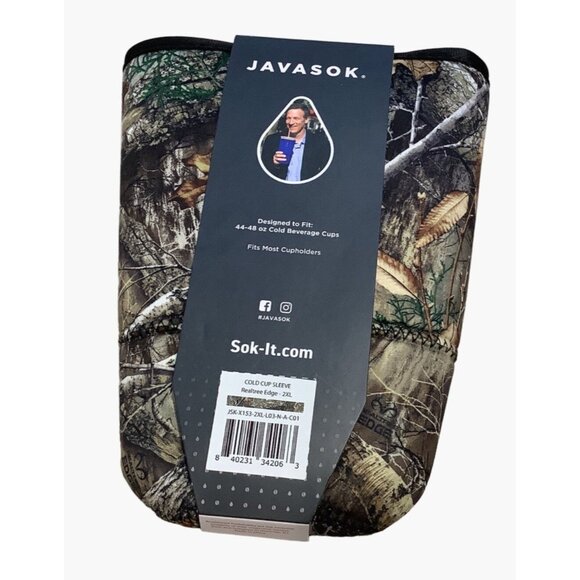 Java Sok Reusable Cold Beverage Sleeve RealTree Edge Camouflage XXL 44-48oz - Picture 4 of 7